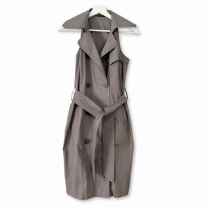 CLUB MONACO Gray Sleeveless Belted Trench Coat Vest Dress Women's Size 2